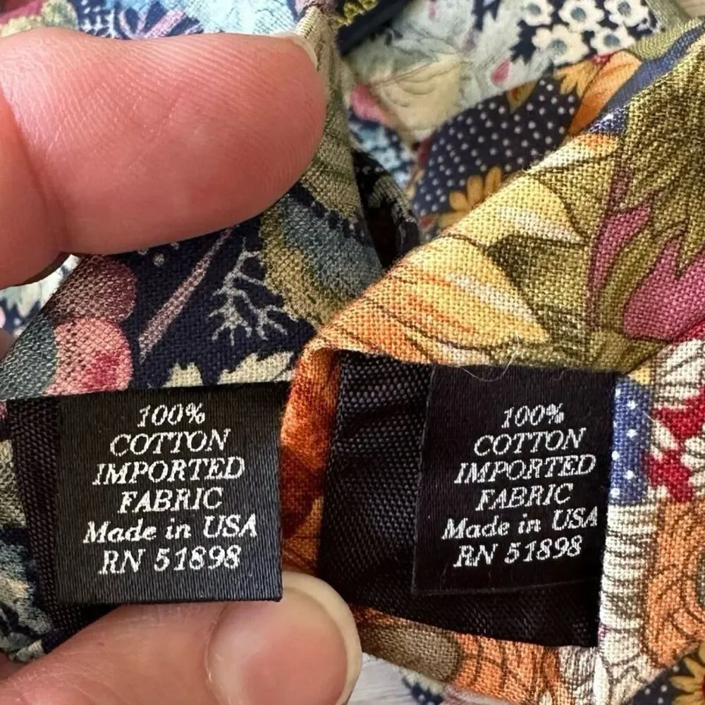 Vintage Y2K Tango Max Raab Woven Cotton Floral Print Ties (2) Made in USA